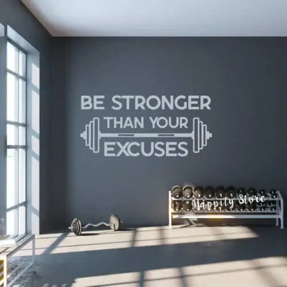 Fitness-Wandtattoo – Motivationsspruch „Be Stronger Than Your Excuses“, Sportdekor für Zuhause, Vinyl-Aufkleber P214