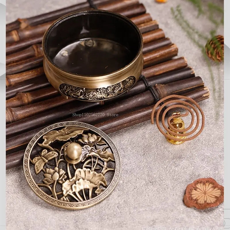 Reines Kupfer Antik Dreibeiner Aromatherapie-Ofen DIY Haushalt Indoor Pfanne Räucherstäbchen Draht Räucherstäbchen Brenner Tee Zeremonie Dekoration