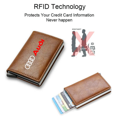Carbon Faser Leder Rfid Karte Halter Tasche Männer Brieftaschen Geld Tasche Für Audi A1 A3 8P 8V A4 a5 A6 A7 A8 Q3 Q5 Q7 Q8 Sline TT