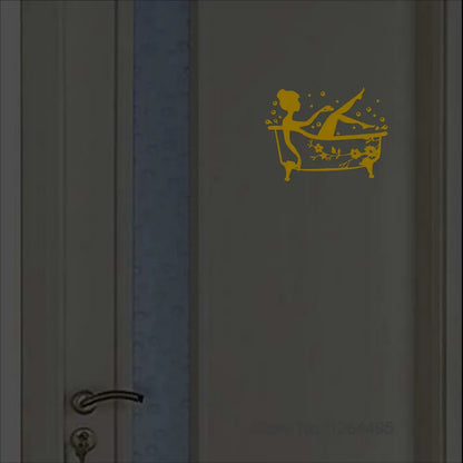 Leuchtende Badezimmer Aufkleber WC Duschraum Türschild Waschraum Anzeige Etikett Aufkleber Cartoon WC Wandaufkleber Leuchten im Dunkeln