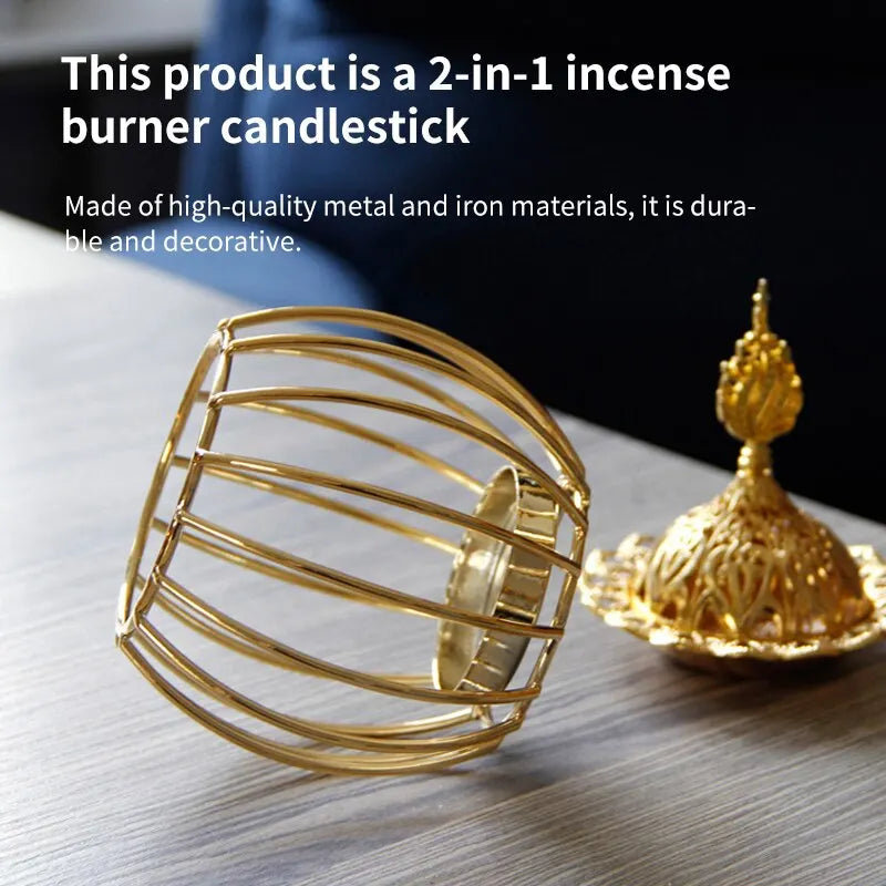 Arabisches Gold Räucherstäbchenbrenner Indoor Kerzen Ätherische Öle Aromatherapie-Lampe Sandelholz Eisen Räucherstäbchenbrenner Zuhause Vogelkäfig Form
