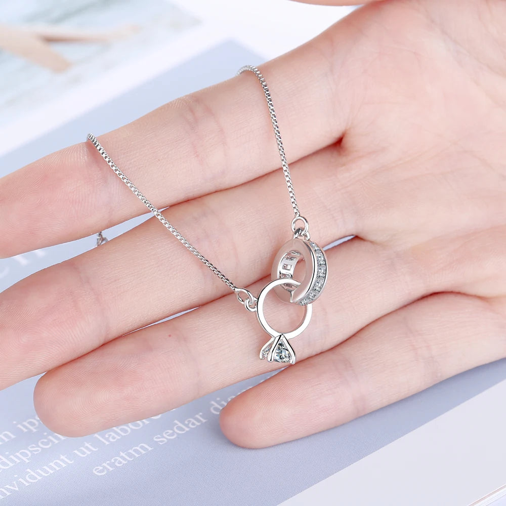 Trendige 925 Silber Herz Doppelkreis Geometrische Charm Armbänder für Frauen Zirkon Armband pulseira feminina Valentinstag Geschenk