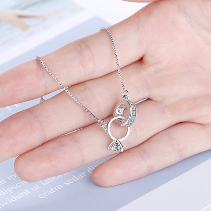 Trendige 925 Silber Herz Doppelkreis Geometrische Charm Armbänder für Frauen Zirkon Armband pulseira feminina Valentinstag Geschenk