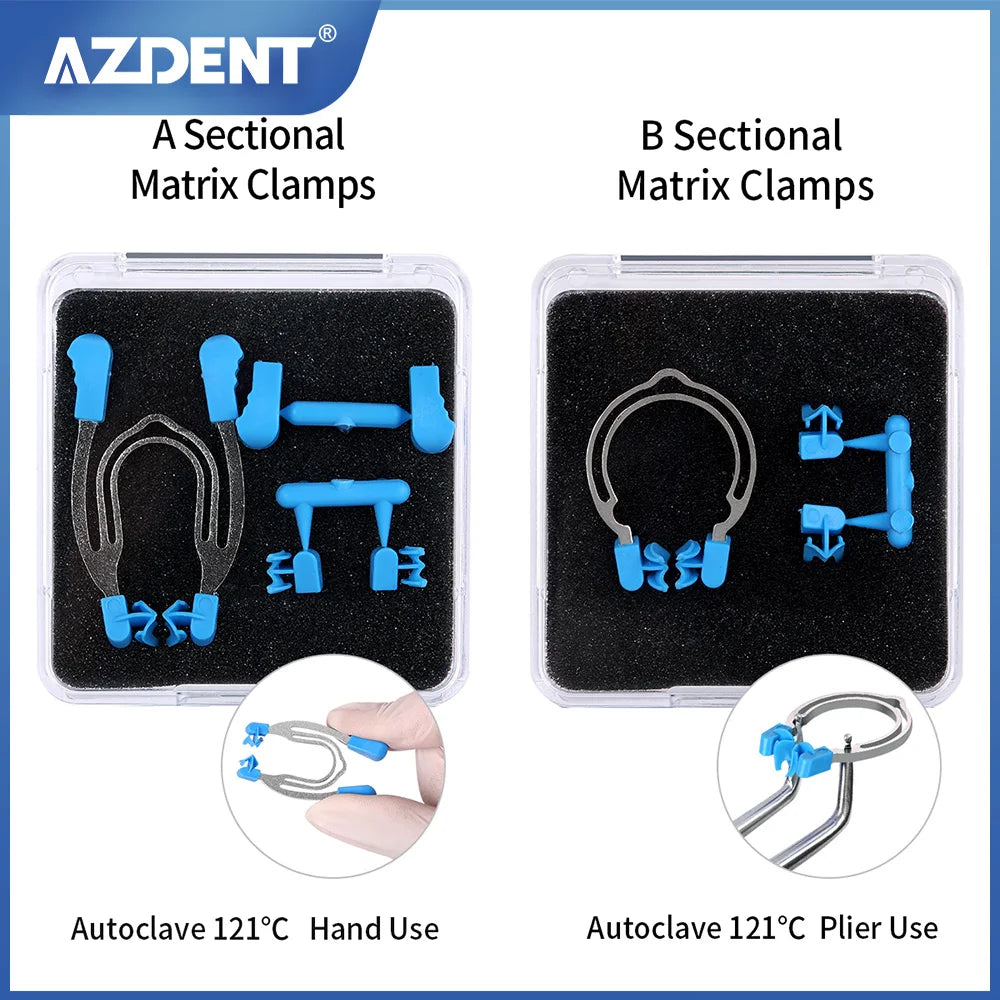 AZDENT Dental Sectional Contoured Matrix Clip Matrizen Klemmen Keile Zahnheilkunde Federclip Metallring Labor Hilfswerkzeuge