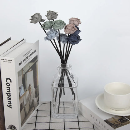 10pcs Leder Velvet Blue Grey Blume Rattan Sticks feuerlose Duftstoffe Reed Diffusor Stick DIY Ornamente Hausdekoration