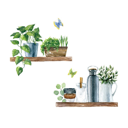 Topfpflanze Kunst Dekorationen Wandaufkleber für Esszimmerdekoration abnehmbare selbstklebende Tür Fenster Fliesen Aufkleber PVC Stück Wandbild