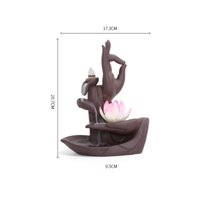 1pc, Lotus Wasserfall Räucherstäbchen Halter Keramik Kunsthandwerk, Aromatherapie für Wohnkultur, Büro, Yoga, Entspannung (ohne Räucherstäbchen)