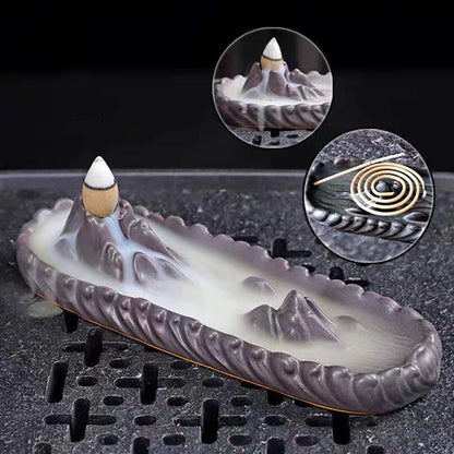 Backflow Räucherstäbchenbrenner Weihrauchfass Wasserfall Turm Räucherkegel Keramikbrenner Dufthalter Sandelholz Aromatherapie Wohnkultur