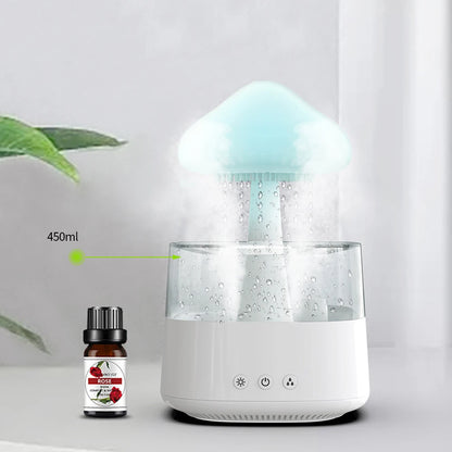 450ML Regenwolke Wassertropfen Luftbefeuchter Diffusor Ätherisches Öl Ultraschall-USB-Aromaparfum-Spray für Schlafzimmer Auto LED-Lampen
