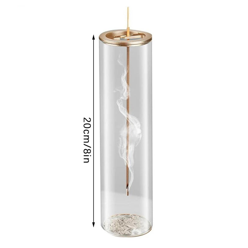 Räucherstäbchenhalter, Räucherstäbchenhalter für Stäbchen, abnehmbarer Aschefänger aus Glas, sauberer Räucherbrenner, Meditation, Yoga, Spa und mit Dekor