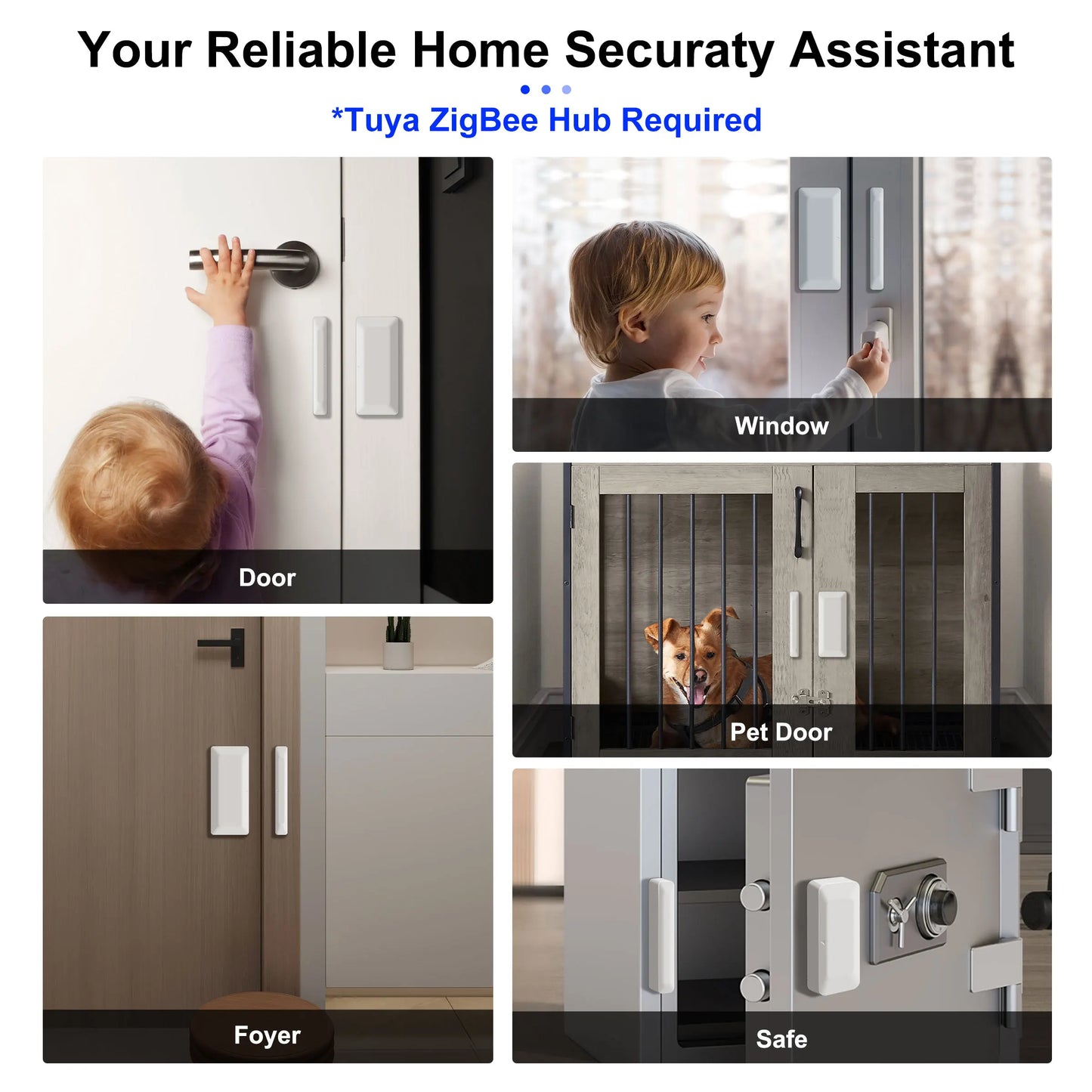 GIRIER Tuya ZigBee Tür- und Fenstersensor, intelligenter kabelloser Kontaktdetektor für die Sicherheit zu Hause, Arbeit mit Home Assistant ZigBee2MQTT