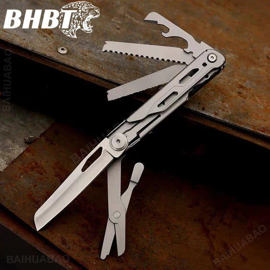 BHBT 9 in 1 Mini Multitool Klappmesser EDC Taktisches Camping Survival Tools Outdoor Taschenmesser Schere Schraubendreher