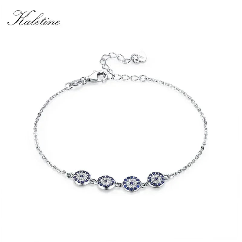 Kaletine 925 Sterling Silber Armband Neue Mode Türkei Glück Bösen blick Zirkonia Echtes Silber Schmuck für Armband Frauen