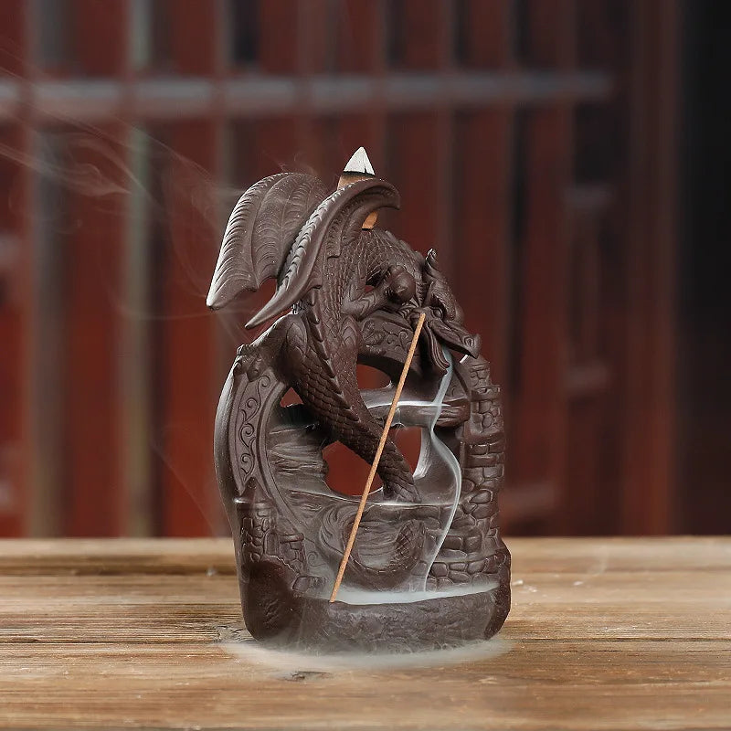 Wohnkultur Ornamente Lila Ton Drache Rückfluss Räuchergefäß Pterosaurier Räucherstäbchenhalter Räuchergefäß Büro Feng Shui Dekor
