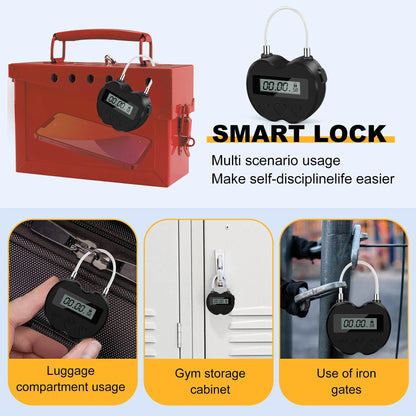 Smart Time Lock LCD-Display Zeitschloss Multifunktions-Reise-Elektronisches, wasserdichtes USB-wiederaufladbares temporäres Vorhängeschloss
