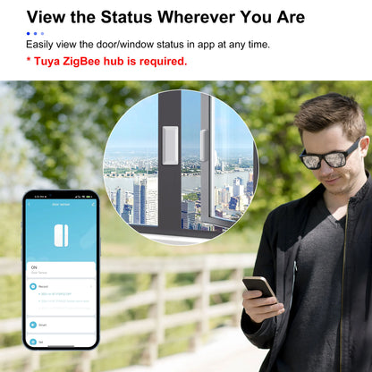 GIRIER Tuya ZigBee Tür- und Fenstersensor, intelligenter kabelloser Kontaktdetektor für die Sicherheit zu Hause, Arbeit mit Home Assistant ZigBee2MQTT