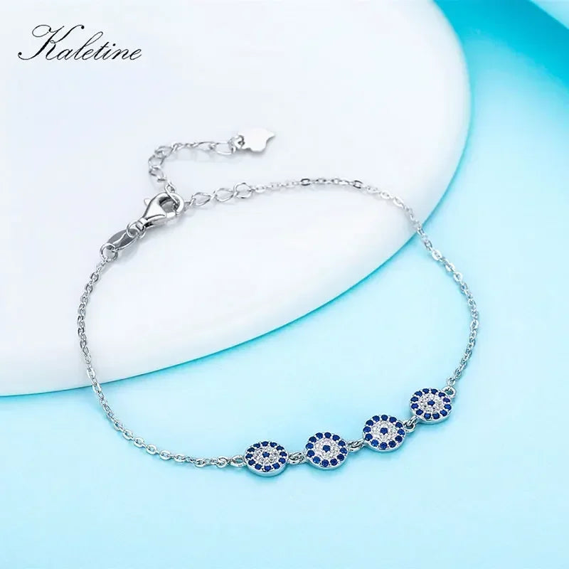 Kaletine 925 Sterling Silber Armband Neue Mode Türkei Glück Bösen blick Zirkonia Echtes Silber Schmuck für Armband Frauen