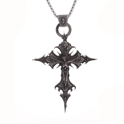 Vintage Gothic Kreuz-Schädel-Anhänger Halskette für Männer: Modisches Punk-Schmuckstück für Partys, Trendiger Schmuck, Halloween-Geschenk.