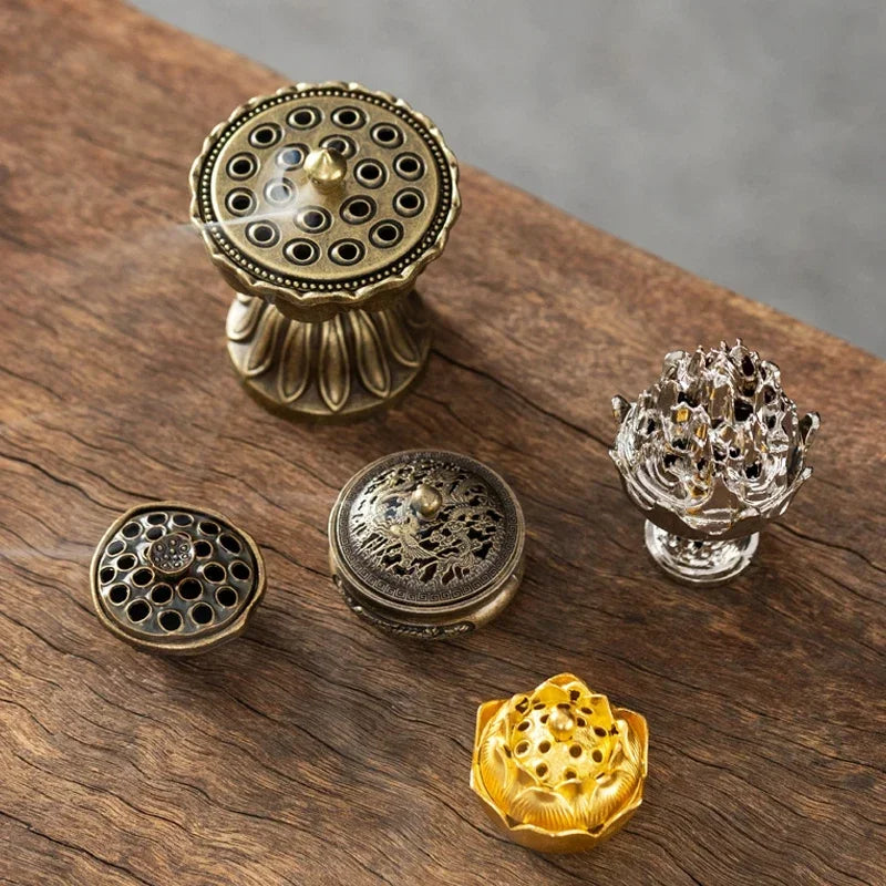 1pc Retro Opper Weihrauch Brenner Zwölf Sternzeichen Brenner Brass Weihrauchhalter mit Cover Sandelholz Cense Buddhism Home Decor