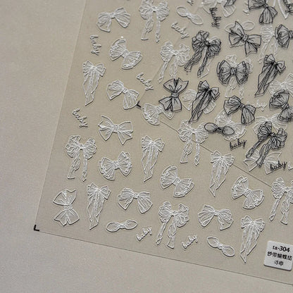 1pcs 5d japanische Bowtie -Nagelaufkleber 2024 Spitzenbogen Langes Ribbon Selbstkleber Nagelkunst Dekorationen Aufkleber Maniküre Abziehbilder DIY