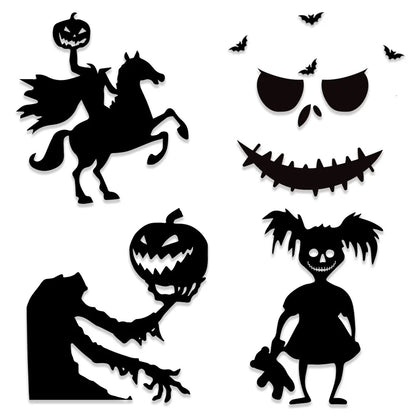 Halloween-Dekoration: Tür- und Fenstersticker, Skelett-Hand, Kürbis, DIY-Teufel, Hexenhut, Glasfenstersticker mit Geistermotiven.