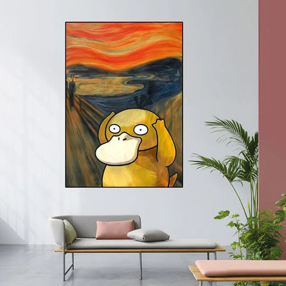 MINISO Pokemon Psyduck Poster Zuhause Zimmer Dekor Wohnzimmer Schlafzimmer Ästhetische Kunst Wandmalerei Aufkleber