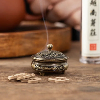 1pc Retro Opper Weihrauch Brenner Zwölf Sternzeichen Brenner Brass Weihrauchhalter mit Cover Sandelholz Cense Buddhism Home Decor