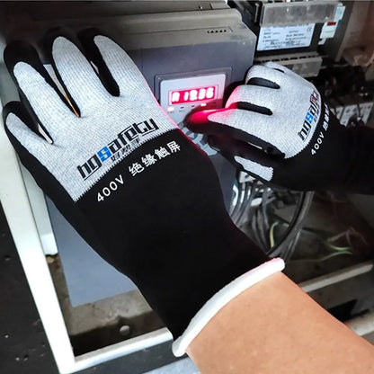 Nitril-Elektriker-Isolierhandschuhe, ultradünn, ölbeständig, Touchscreen-Isolierhandschuh, hält Spannung 400 V/500 V stand