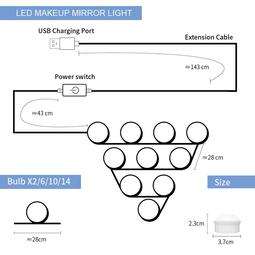 LED Make-up Spiegel Lampe Schminktisch Füllen Licht Badezimmer Waschtisch Glühbirne für Dekoration Schlafzimmer Stufenlos Dimmbar Nachtlicht