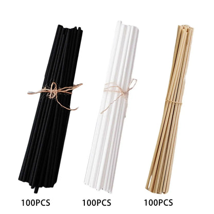 100pcs Reed Diffusor Sticks Set 3mm 8 -Zoll -Faser -Schilfdiffusor -Sticks Duft für Schlafzimmer Büro Badezimmer Haus zu Hause