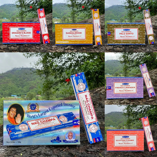 5 Schachteln NAG Champa Incienso – Satya-Weihrauchkollektion, handgefertigte Sticks mit erfrischenden und medizinischen Aromen für das Zuhause