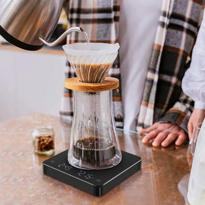 Digitale Kaffeewaage mit Timer LED-Bildschirm Espresso USB 3kg Max.Gewicht 0,1g Hochpräzise misst in oz/ml/g Küchenwaage