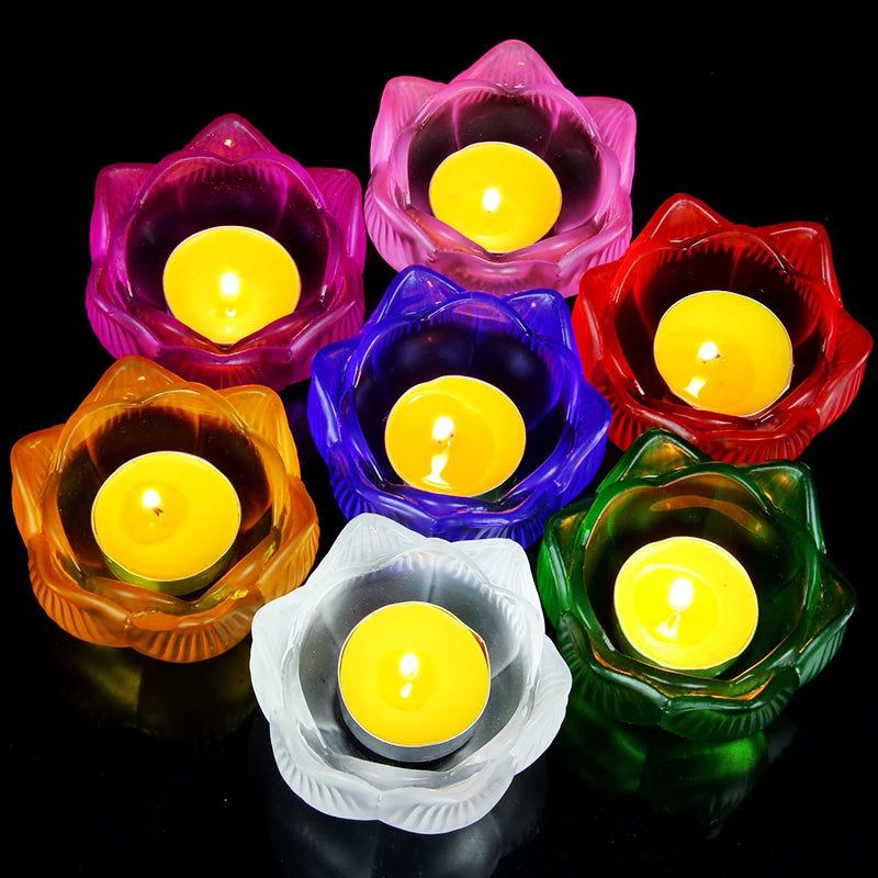 Sieben Farben Kristall Räucherstäbchen Brenner Glas Lotus Kerzenhalter Kunsthandwerk Dekoration für Zuhause Buddha Mini Zen Kegel Räuchergefäß