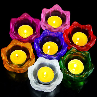 Sieben Farben Kristall Räucherstäbchen Brenner Glas Lotus Kerzenhalter Kunsthandwerk Dekoration für Zuhause Buddha Mini Zen Kegel Räuchergefäß