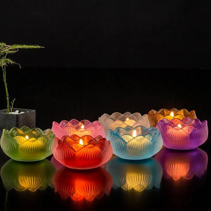 Sieben Farben Kristall Räucherstäbchen Brenner Glas Lotus Kerzenhalter Kunsthandwerk Dekoration für Zuhause Buddha Mini Zen Kegel Räuchergefäß