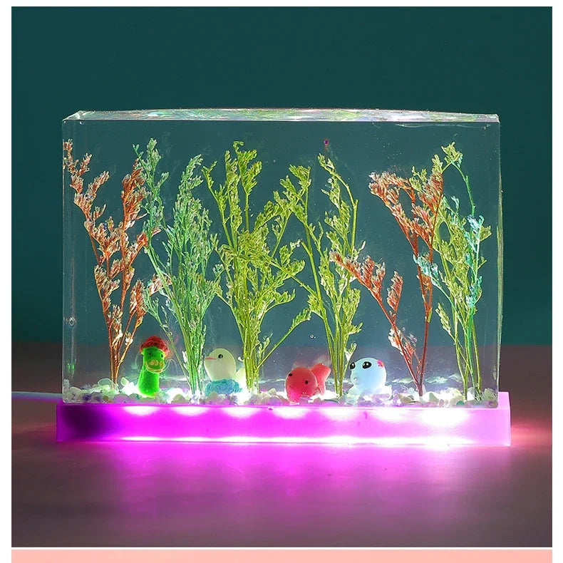 Trockenblume 3D Würfel Ornament, quadratischer LED-Lampenhalter, quaderförmige Silikonform