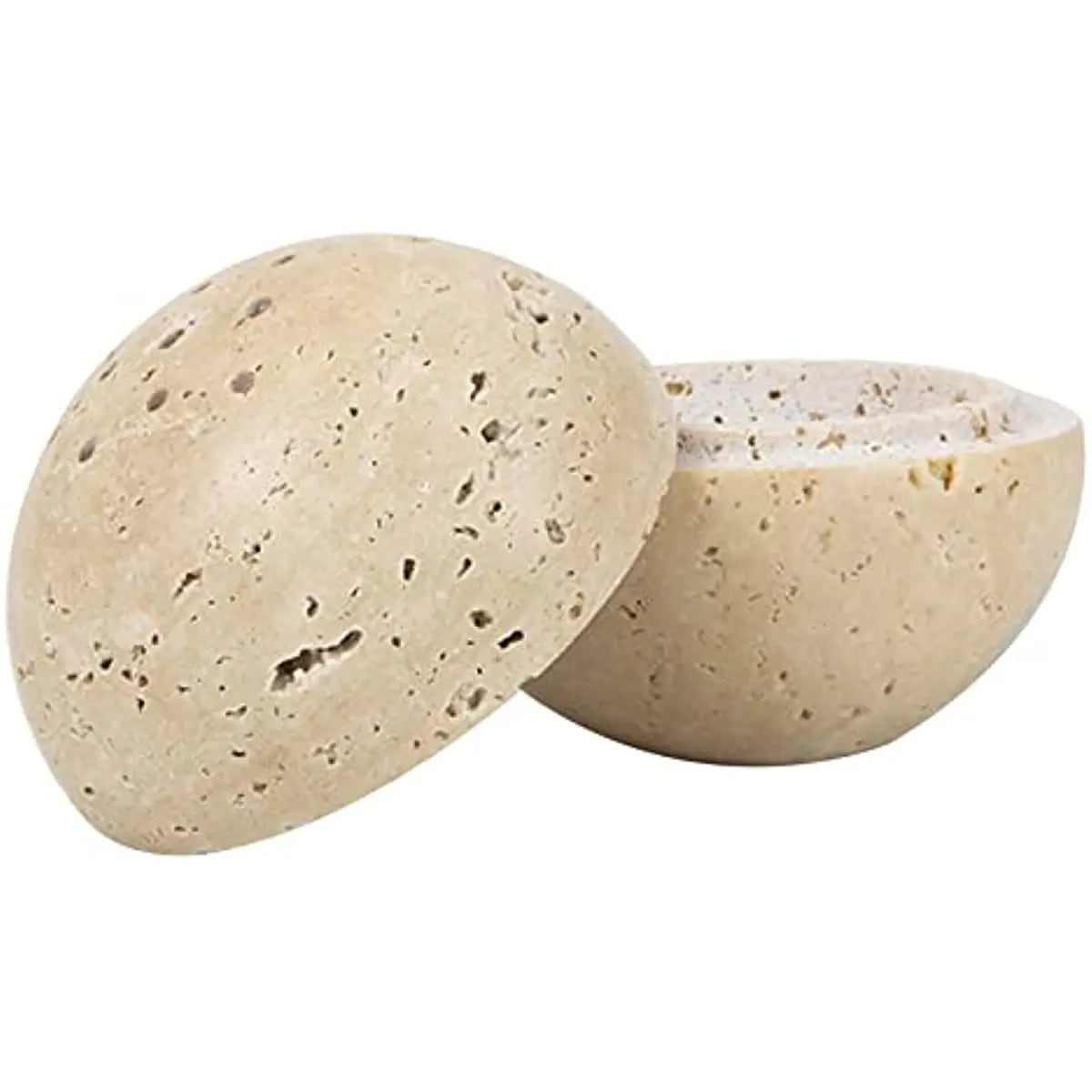 SAIDKOCC Handgemachter Naturmarmor Beige Travertin Stein Runder Räucherstäbchenhalter für Raum / Küche / Café