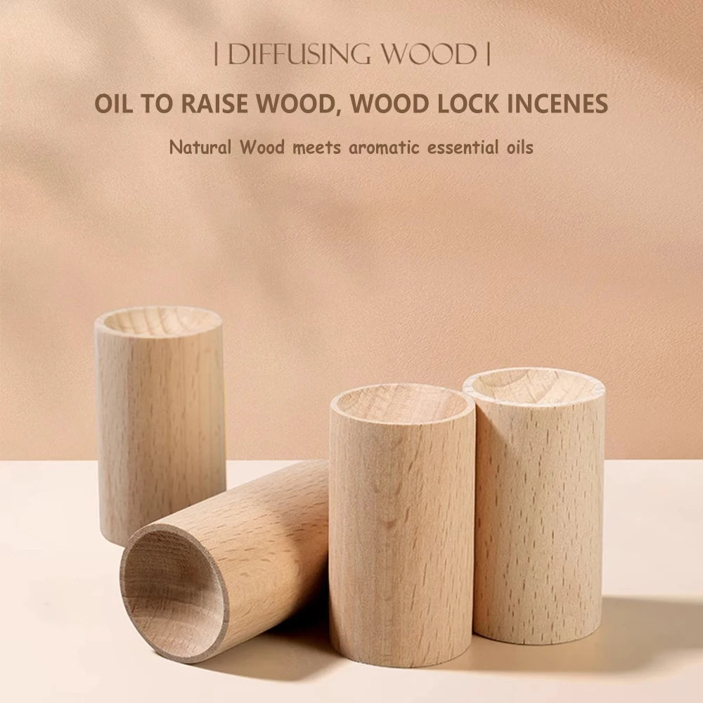 5pcs / 10pcs Holz Diffusor für ätherische Öle, tragbarer Aromatherapie-Holz-Auto-Diffusor, Home Indoor Round Zylinder Duft Spreader
