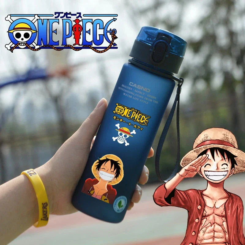 ONE PIECE Ruffy Cartoon Wasserflasche 560ml Hohe Kapazität Anime Muster Kunststoff Trinkbecher Tragbare Sport Wasserflasche Junge Neu