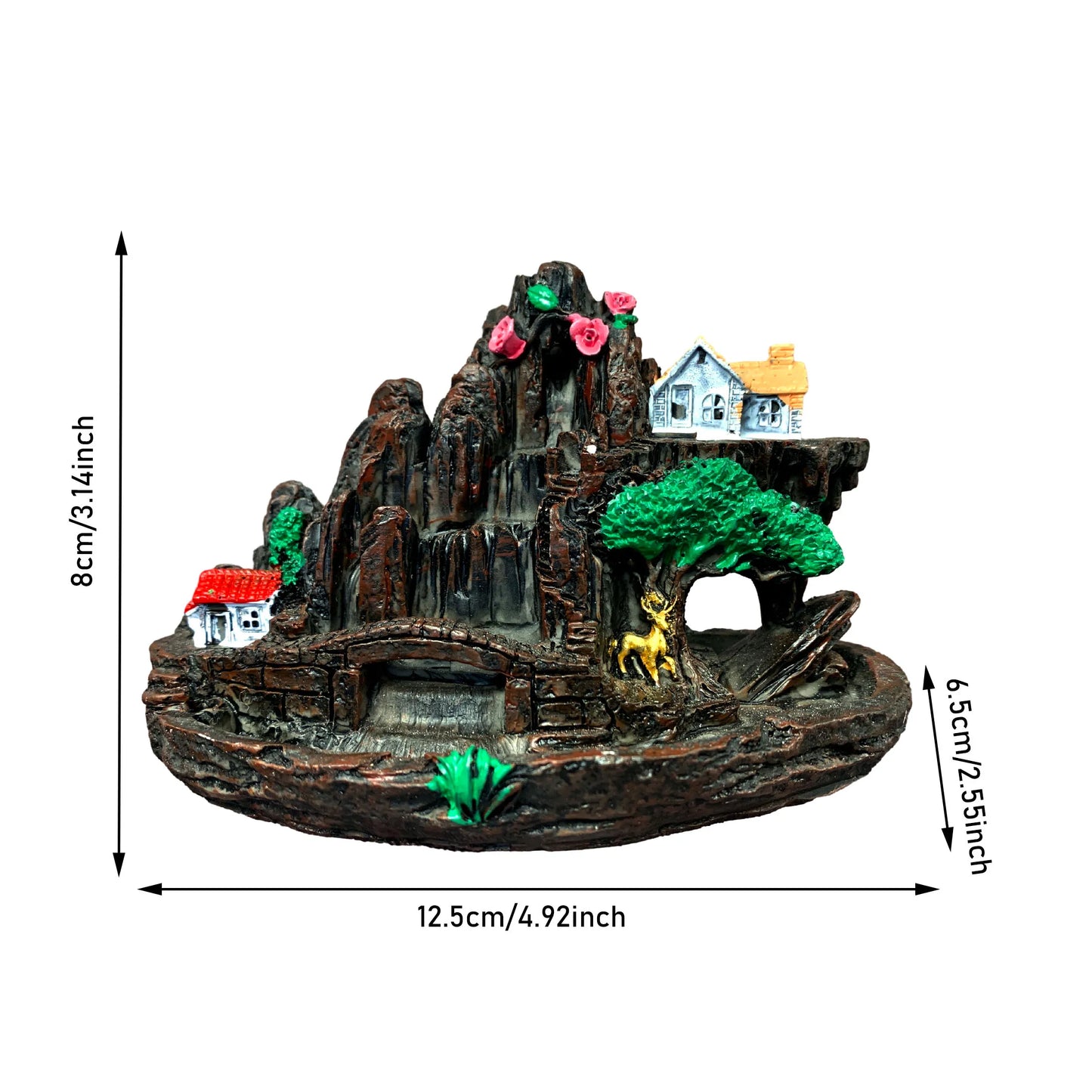 1 Stk. Harz-Rückfluss-Räuchergefäß – Feenberg Elegantes Reich, Räucherbrenner für Zuhause und Büro, dekoratives Räucherhalter-Ornament