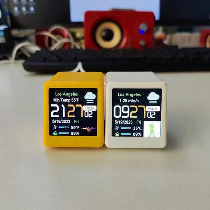 MINI Size Smart WIFI Wettervorhersagestation Uhr für Gaming Desktop-Dekoration. DIY süße GIF-Animationen und elektronisches Album