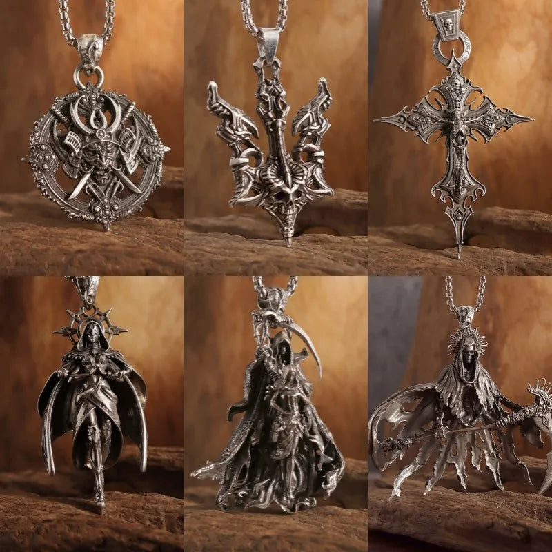 Vintage Gothic Kreuz-Schädel-Anhänger Halskette für Männer: Modisches Punk-Schmuckstück für Partys, Trendiger Schmuck, Halloween-Geschenk.