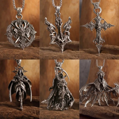 Vintage Gothic Kreuz-Schädel-Anhänger Halskette für Männer: Modisches Punk-Schmuckstück für Partys, Trendiger Schmuck, Halloween-Geschenk.