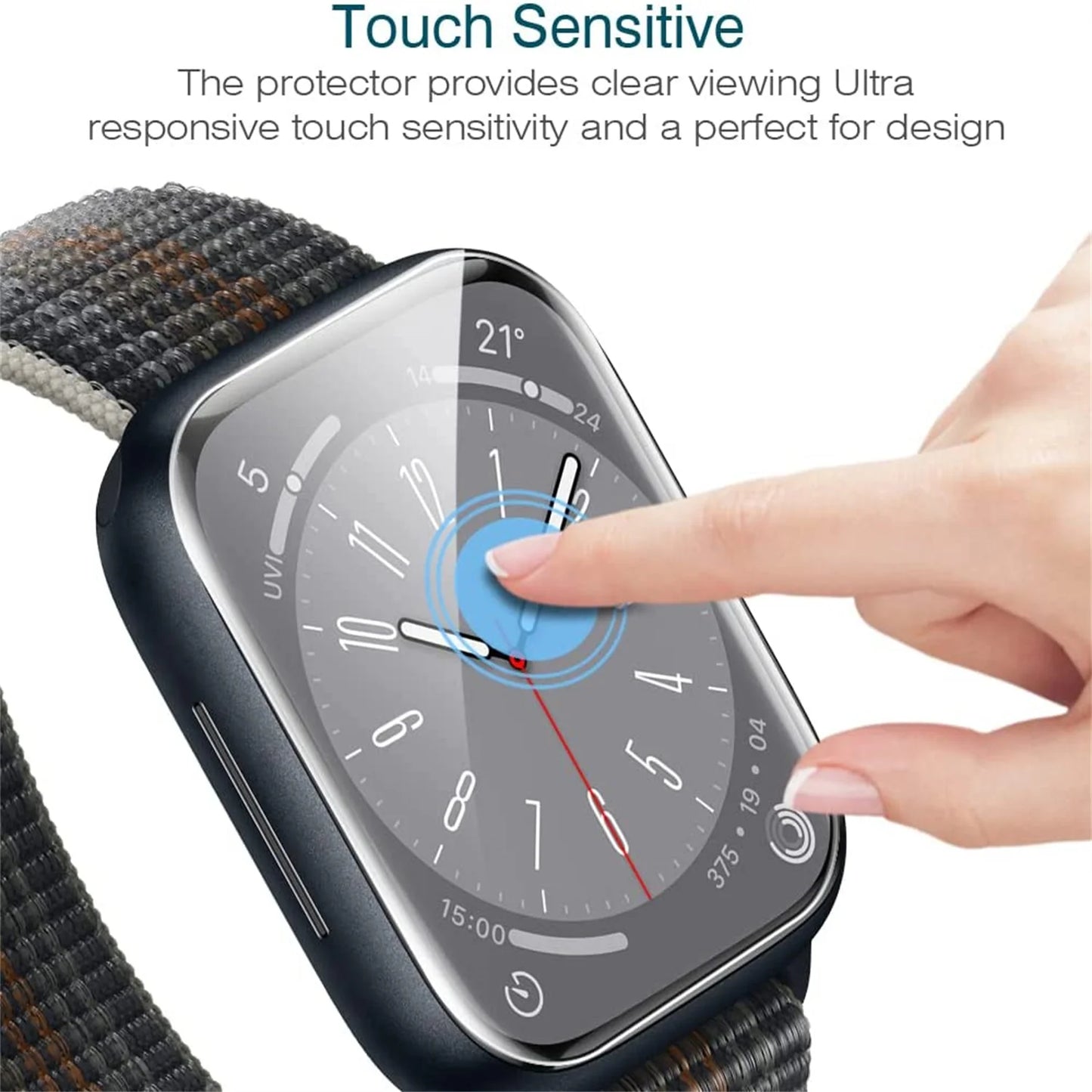 Displayschutzfolie für Apple Watch 9 8 7 6 SE 5 3 Ultra, vollständiger Schutz für IWatch-Serie 45 mm, 41 mm, 44 mm, 40 mm, 42 mm, 38 mm, 49 mm