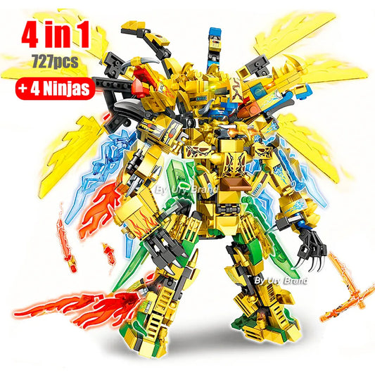 4-in-1-Ninja-Goldener-Krieger-Roboter-Mech-2-Köpfe-fliegende-Drachen-Set-Kämpfer-Figuren-Bausteine-Spielzeug-für-Kinder-Jungen-Weihnachtsgeschenk