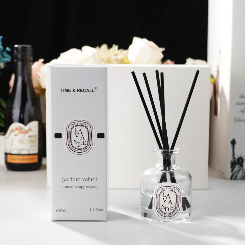 50 ml Reed Diffusor Geschenkset Home Duftöl mit 4pcs Reed Sticks Home Lufterfrischer ätherisches Öl für Badezimmerzubehör