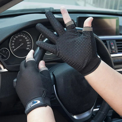 Angelhandschuhe Anti-Rutsch Atmungsaktiv Zwei-Finger-Schnitt Sport Radfahren Angelhandschuh Männer Frauen Mode Handschuhe Sportausrüstung