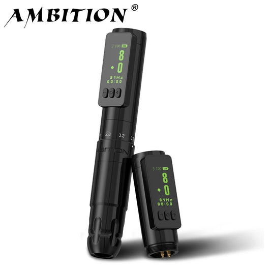 Ambition Sally Wireless Permanent Make-up Maschine Tattoo Pen Rotary 2,0-3,5 mm einstellbarer Hub Coreless Motor Tattoo Zubehör