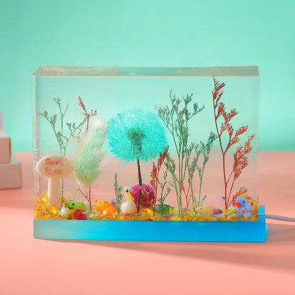 Trockenblume 3D Würfel Ornament, quadratischer LED-Lampenhalter, quaderförmige Silikonform