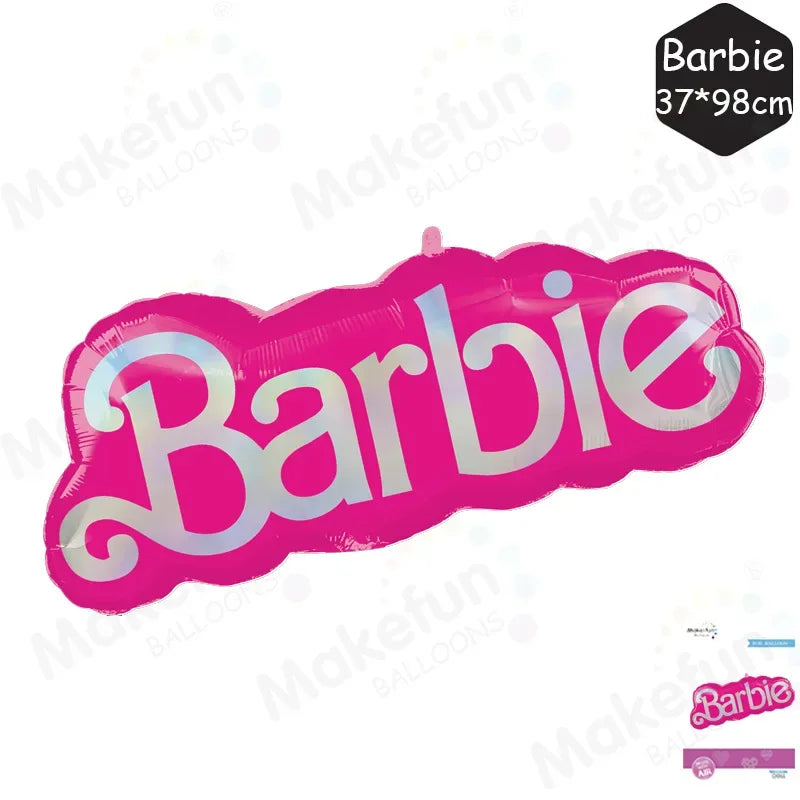 5er-Set Barbie Pink Themen-Serie – Große Partyhintergrunddekoration, einzeln verpackte Aluminiumfolienballons